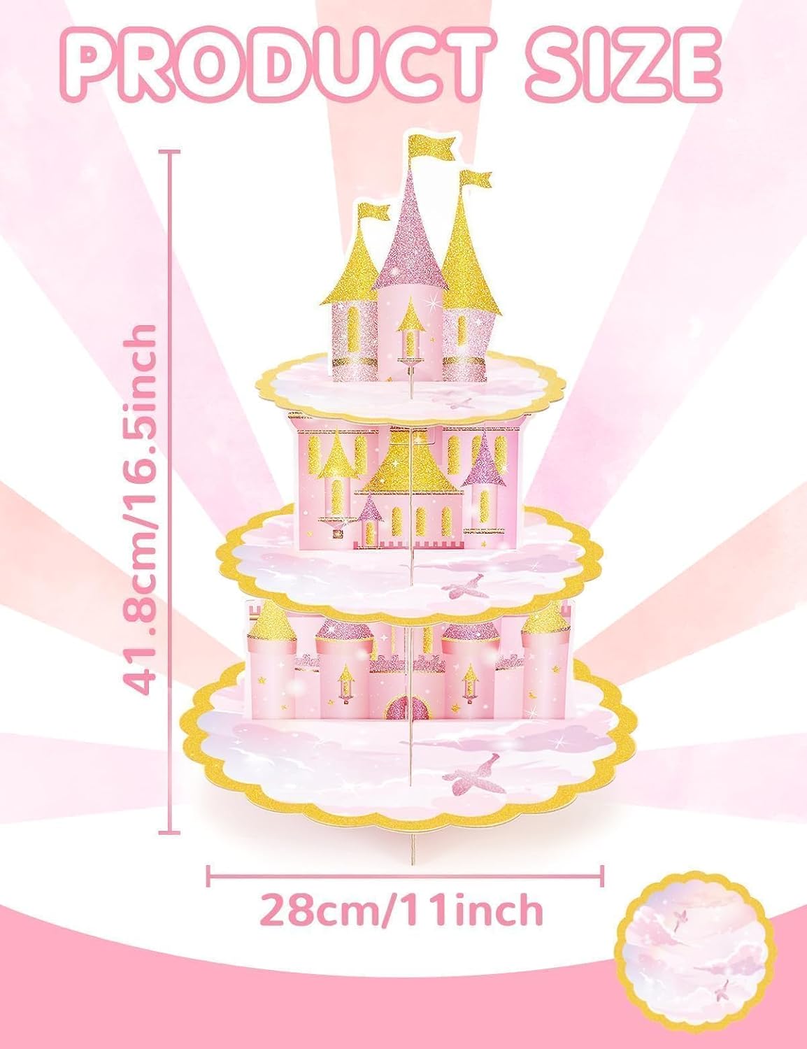 Soporte cupcakes princesa 3 niveles decoración fiesta cumpleaños