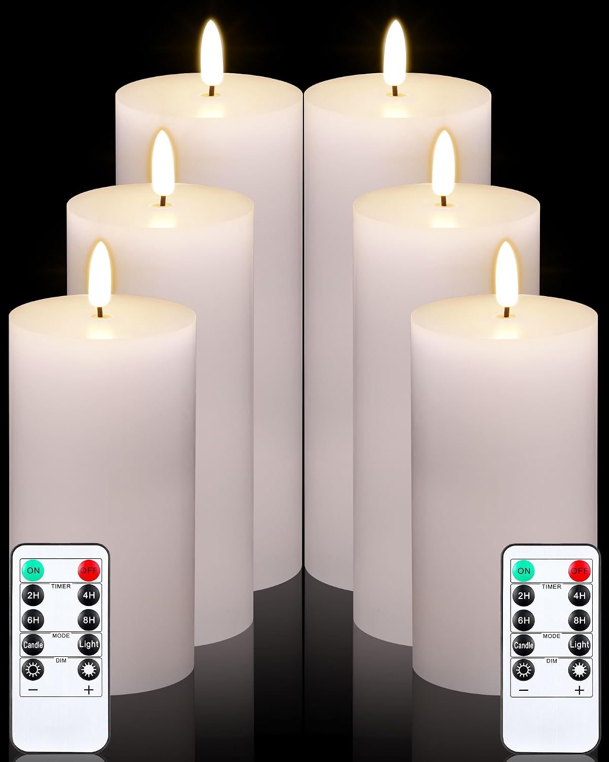 6 Velas LED Blancas Sin Llama Con Control Remoto