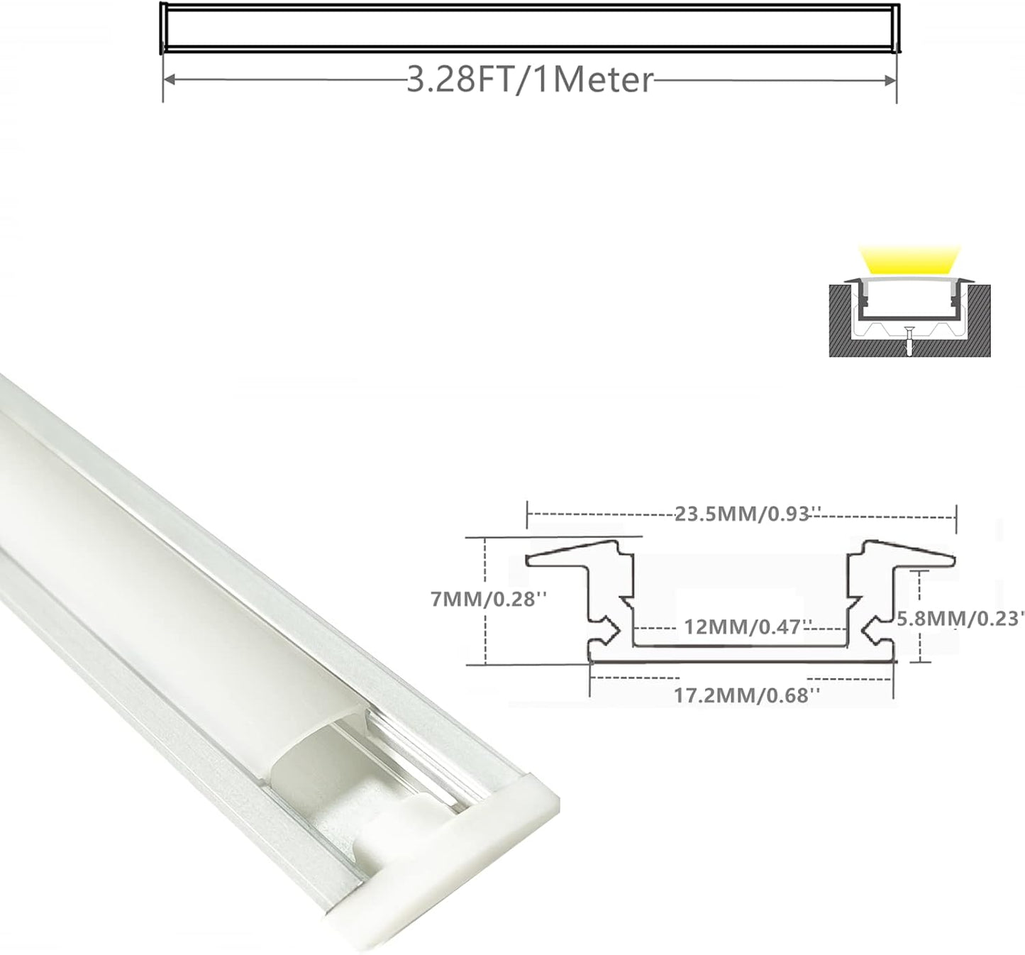 Pack 10 Difusores LED empotrable aluminio gabinete