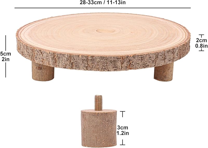 4 Pzas Rebanadas Madera Rústica 11-13pulg Soporte Mesa Bodas