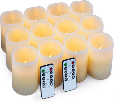 Velas LED sin llama set 12 color marfil con control remoto
