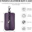 Estuche llaves cuero billetera unisex con cremallera morado