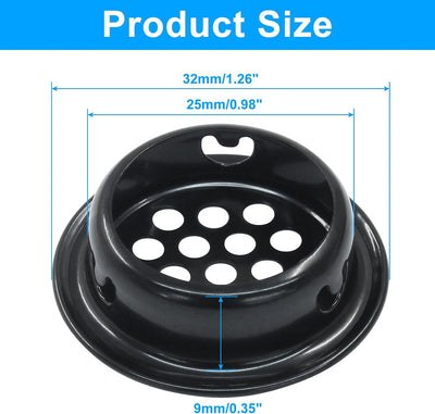 20 Rejillas Ventilación Acero Inox 1" Redondas Negro