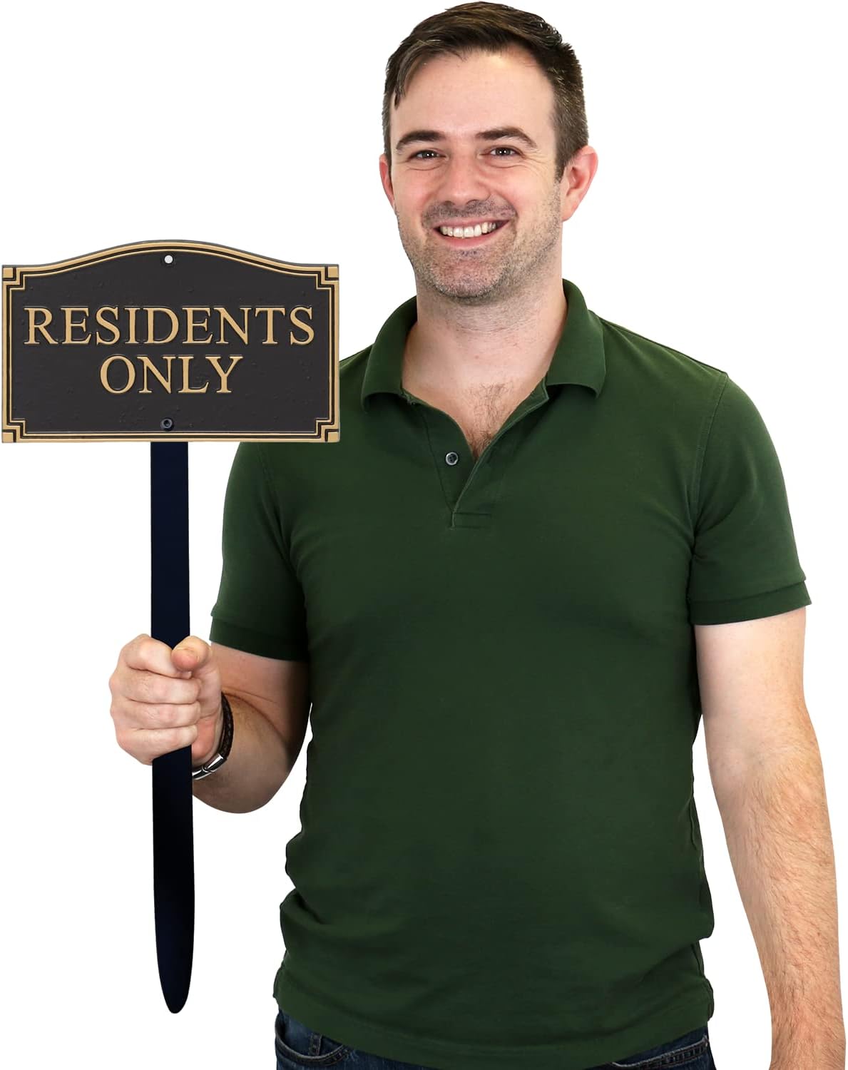 Placa jardín aluminio Residents Only 5.75x9.5" uso exterior