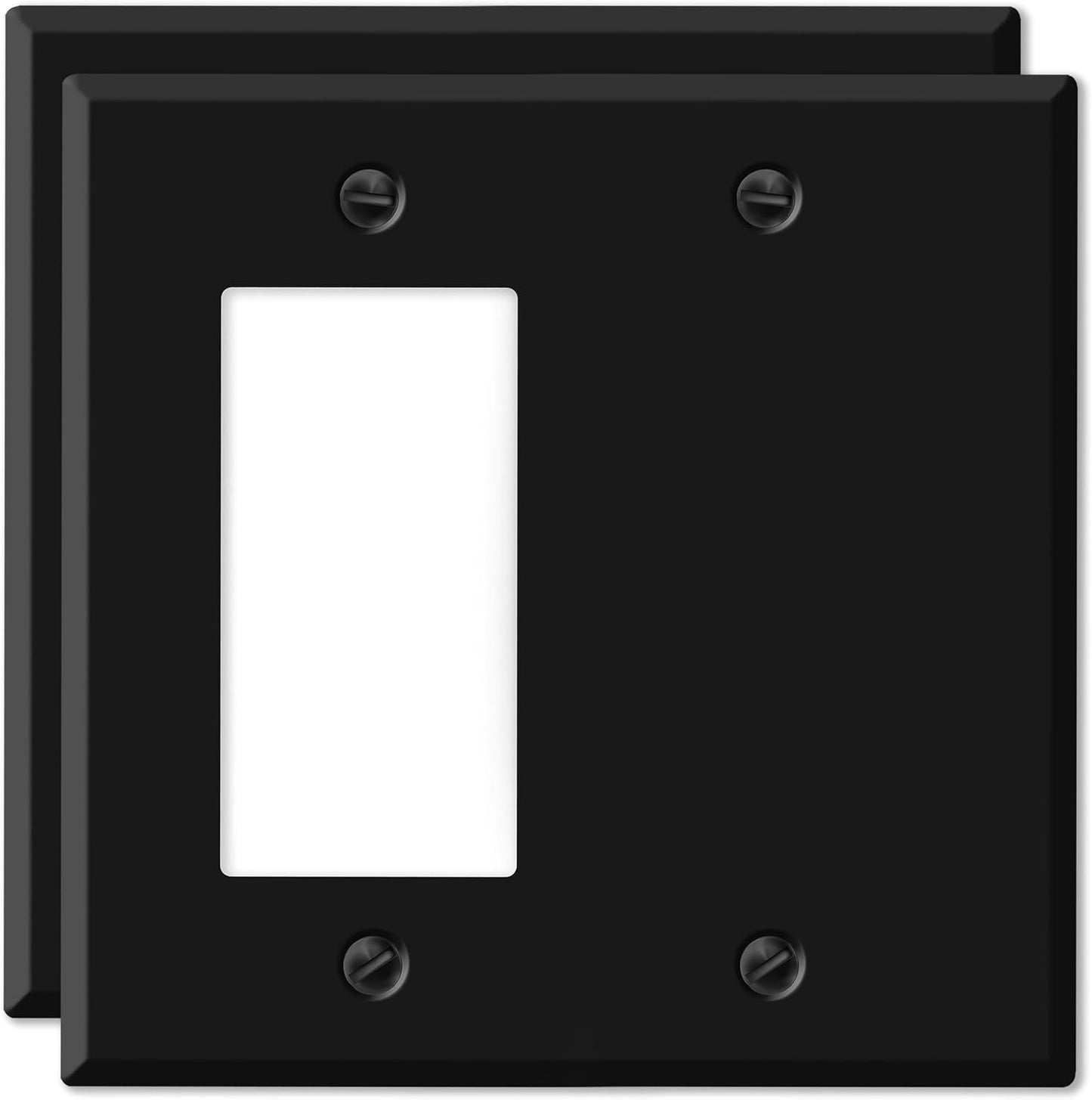 2 Pzas Placas Pared Metal Negro Interruptor Basculante