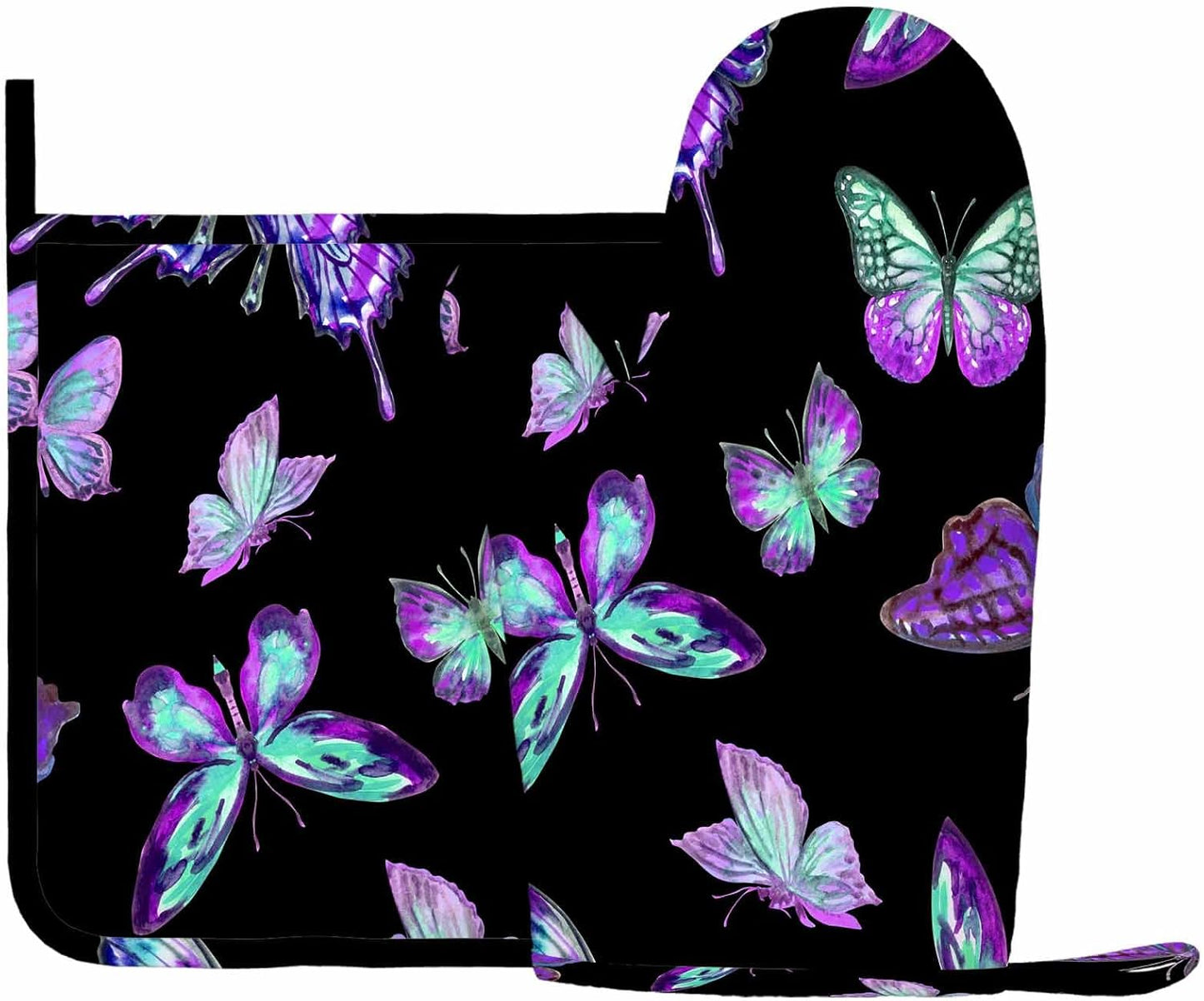 Guantes antideslizantes mariposas moradas horno parrilla