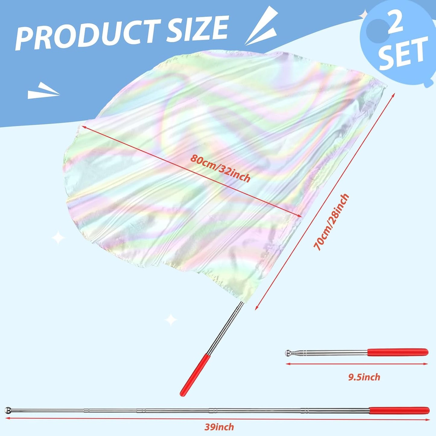 Banderas alabanza 32" blanco transparente set 2