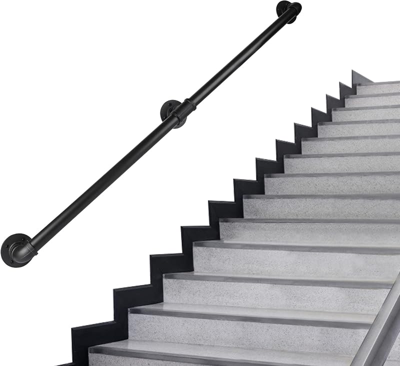 Pasamanos de hierro galvanizado negro 6ft para pared