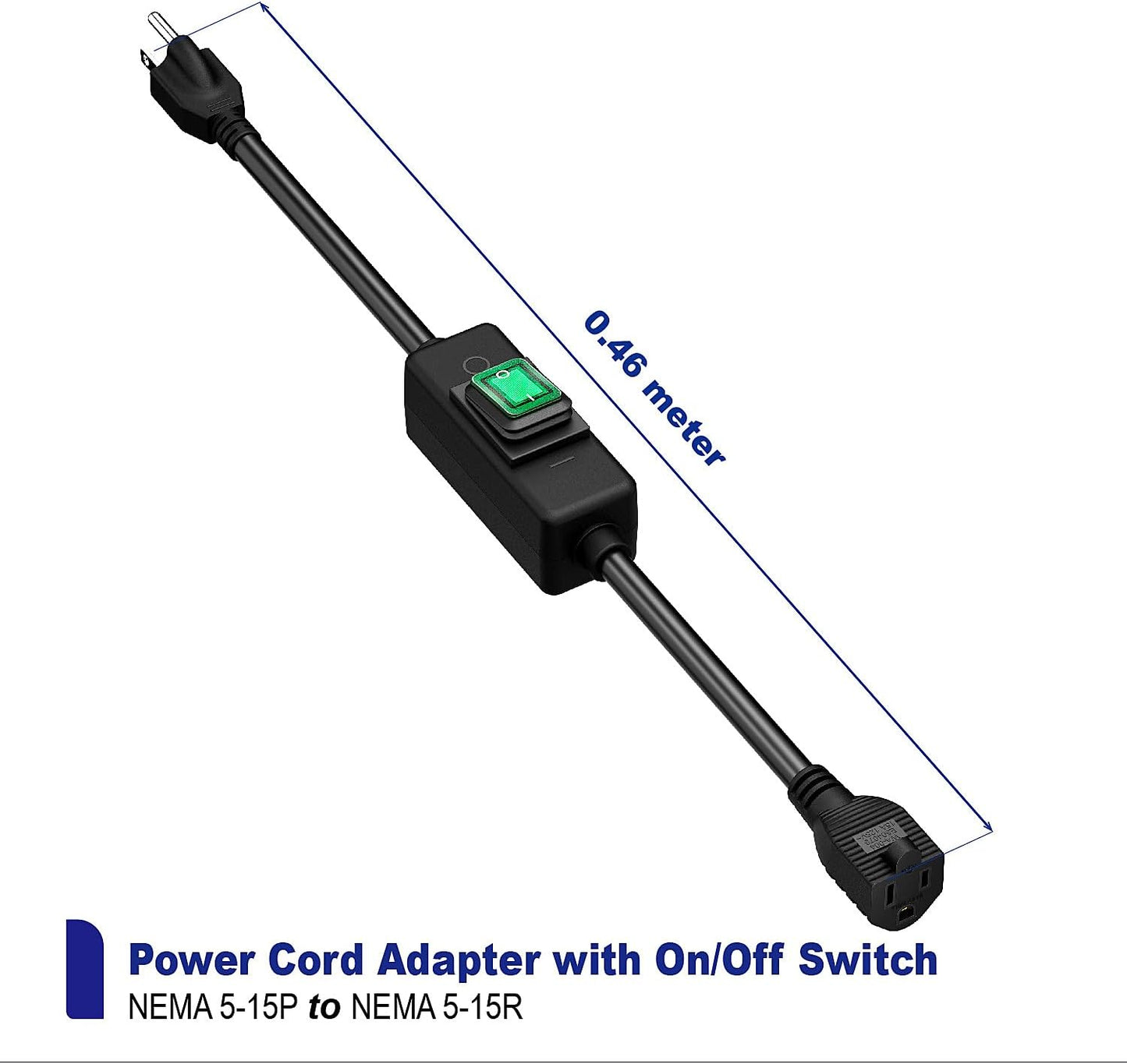 Cable extensión impermeable 3 clavijas IP57 1.5pies 20A