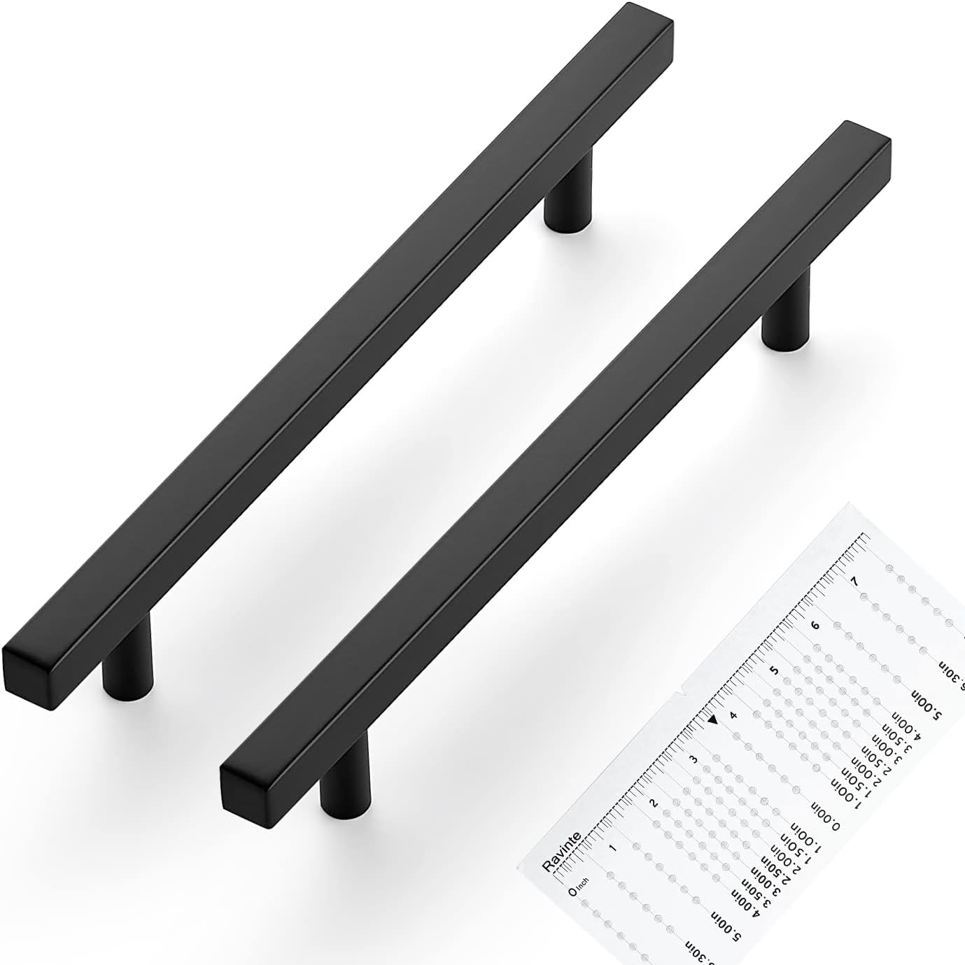 25 Tiradores Gabinete Negro 6-1/4pulg con Plantilla
