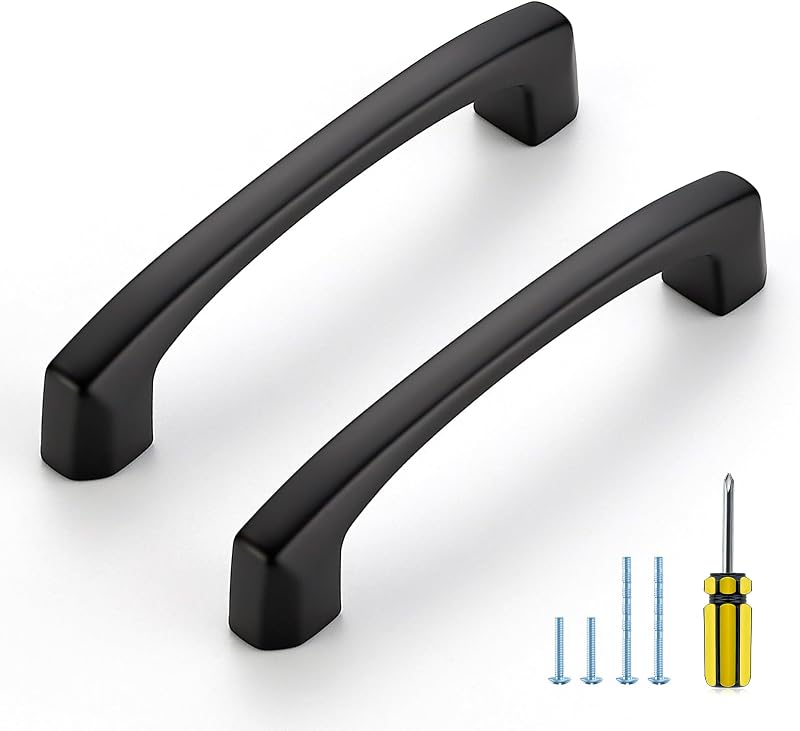 30 Manijas Cocina Negro Curvadas 3-3/4" Tocador Cajones