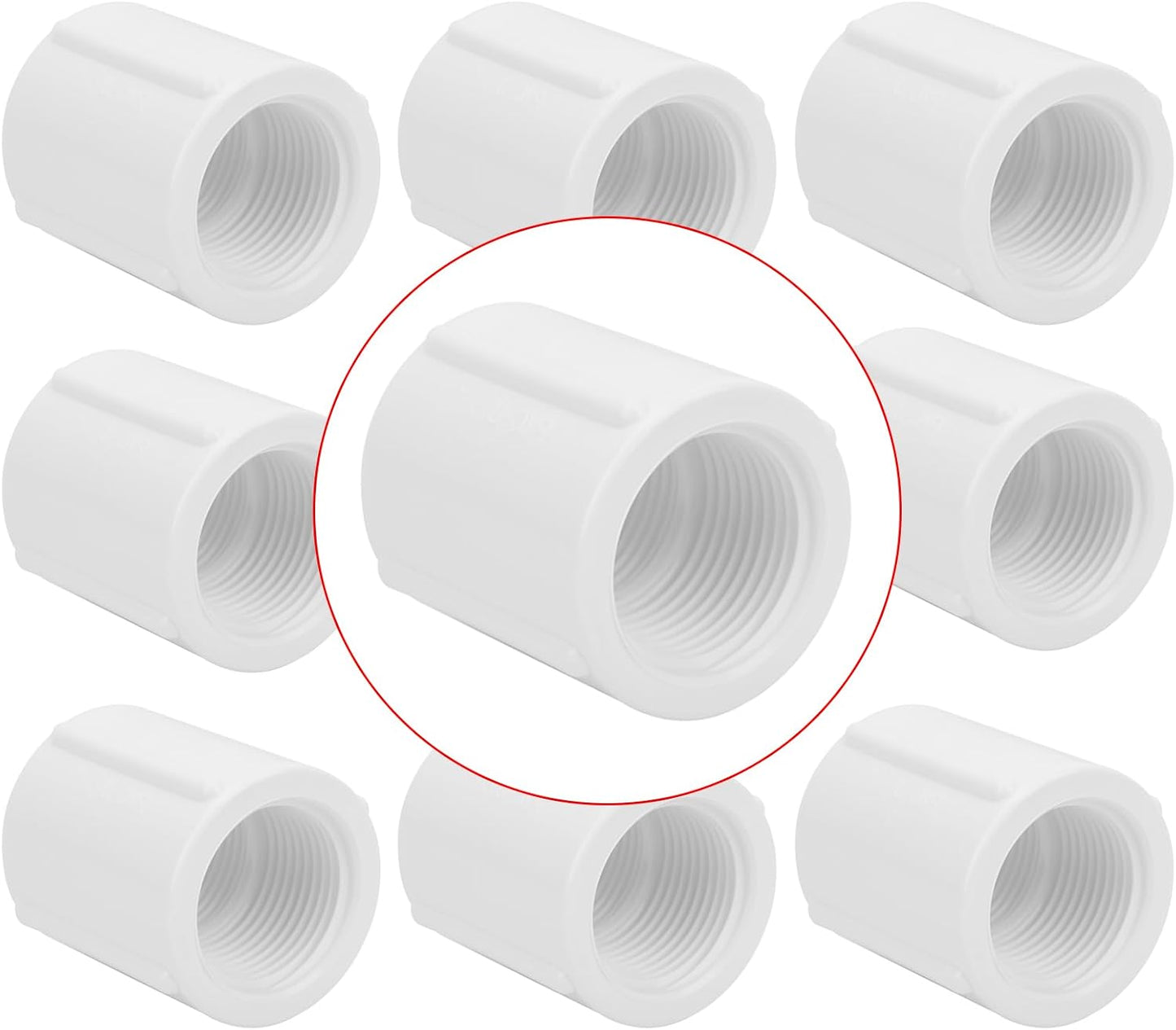 10 Conectores PVC 3/4pulg SCH40 Rosca Doble Hembra