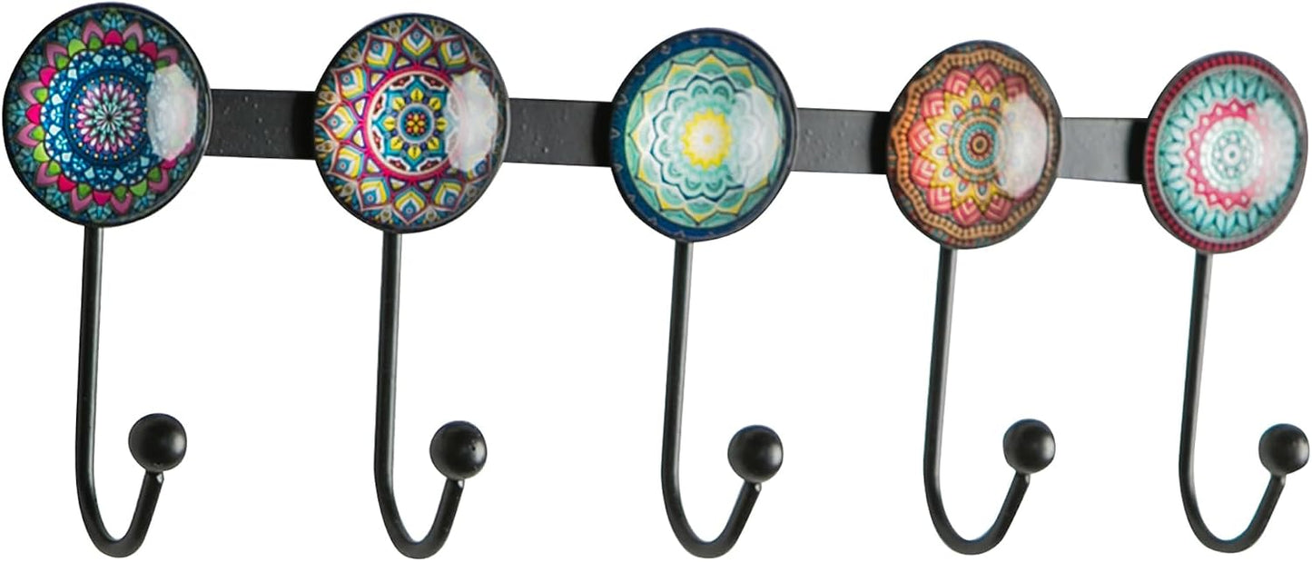 Perchero bohemio 5 ganchos decorativos mandala