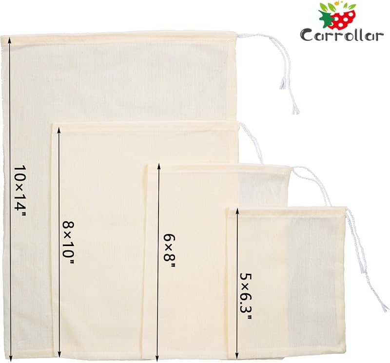 8 Pzas Bolsas Muselina Reutilizables para Yogur Queso