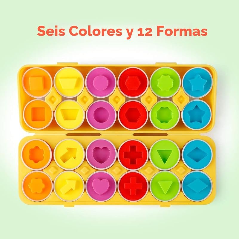 Set huevos 12 pzas clasificador color forma para niños