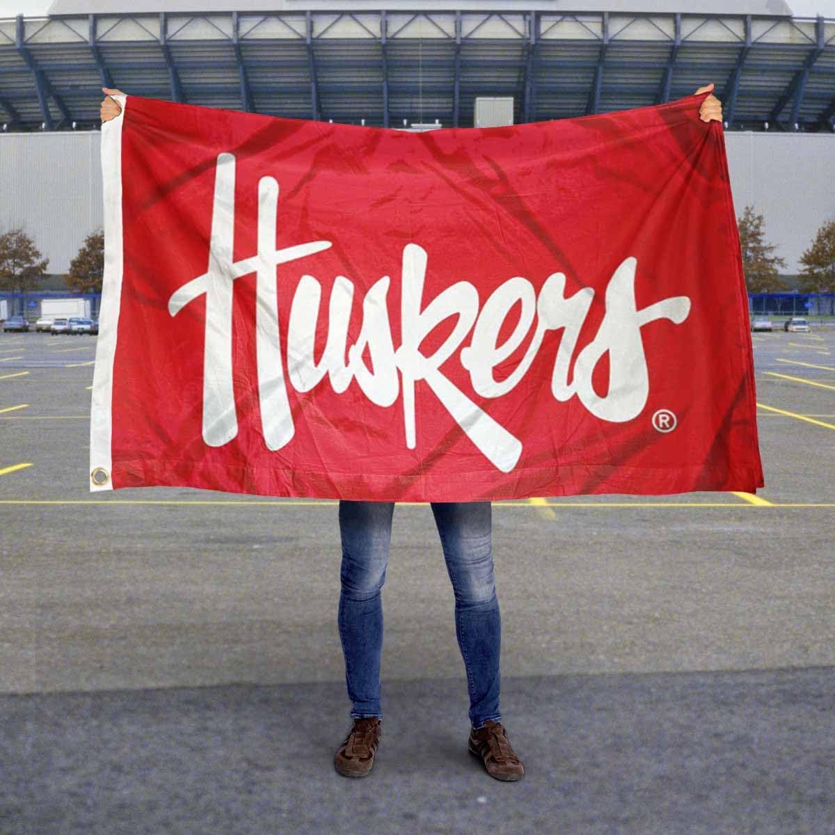 Bandera Nebraska Cornhuskers Script