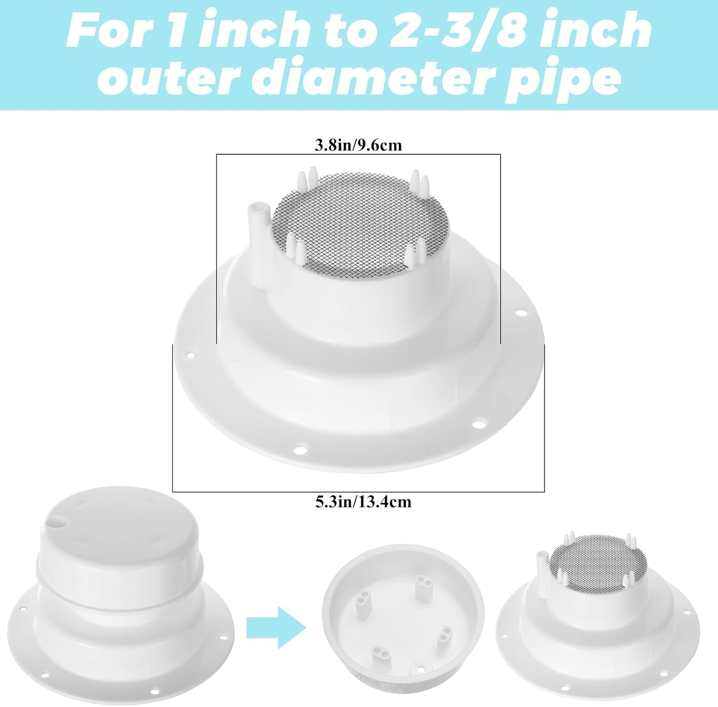 3 fundas ventilación RV para tuberías 1 a 2-3/8pulg