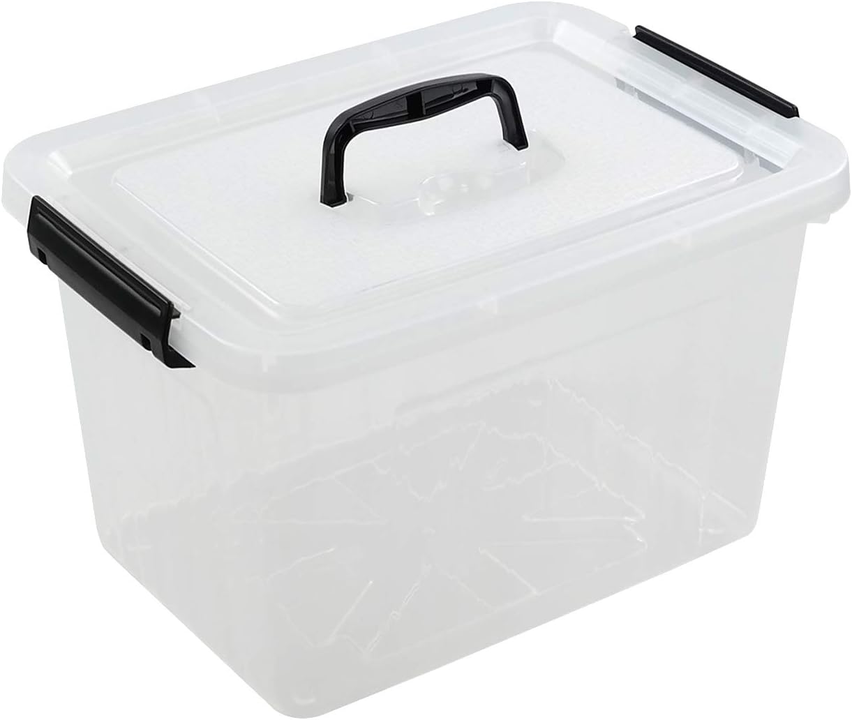 Contenedor plástico transparente 12qt con tapa y mango negro