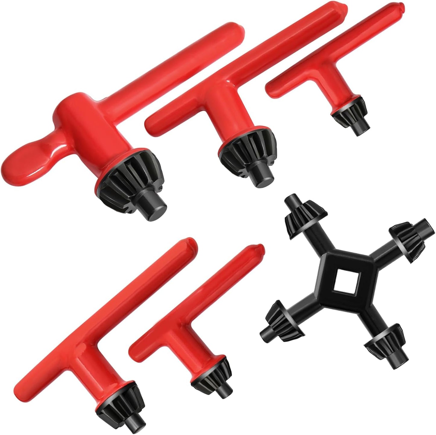 5 Llaves portabrocas y llave universal 4 vías 3/4 5/8 1/2 3/8 1/4