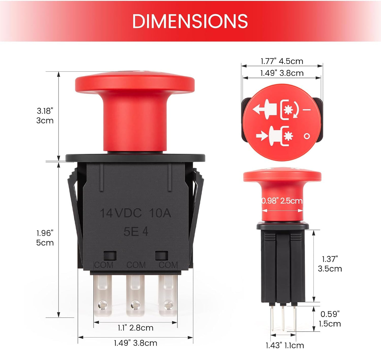 Interruptor embrague 8 terminales 10A comp Dixie Chopper