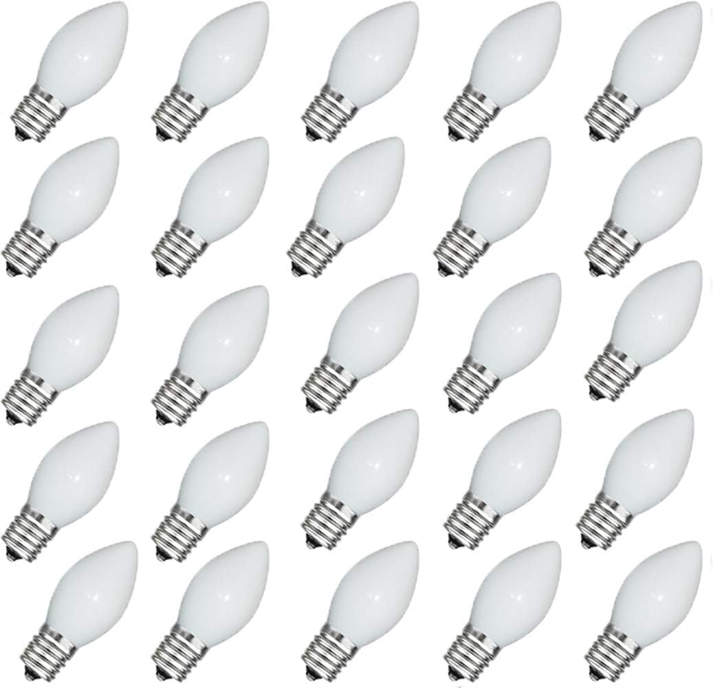 25 Bombillas C7 Blancas Incandescentes Cerámica Base E12
