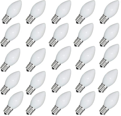 25 Bombillas C7 Blancas Incandescentes Cerámica Base E12