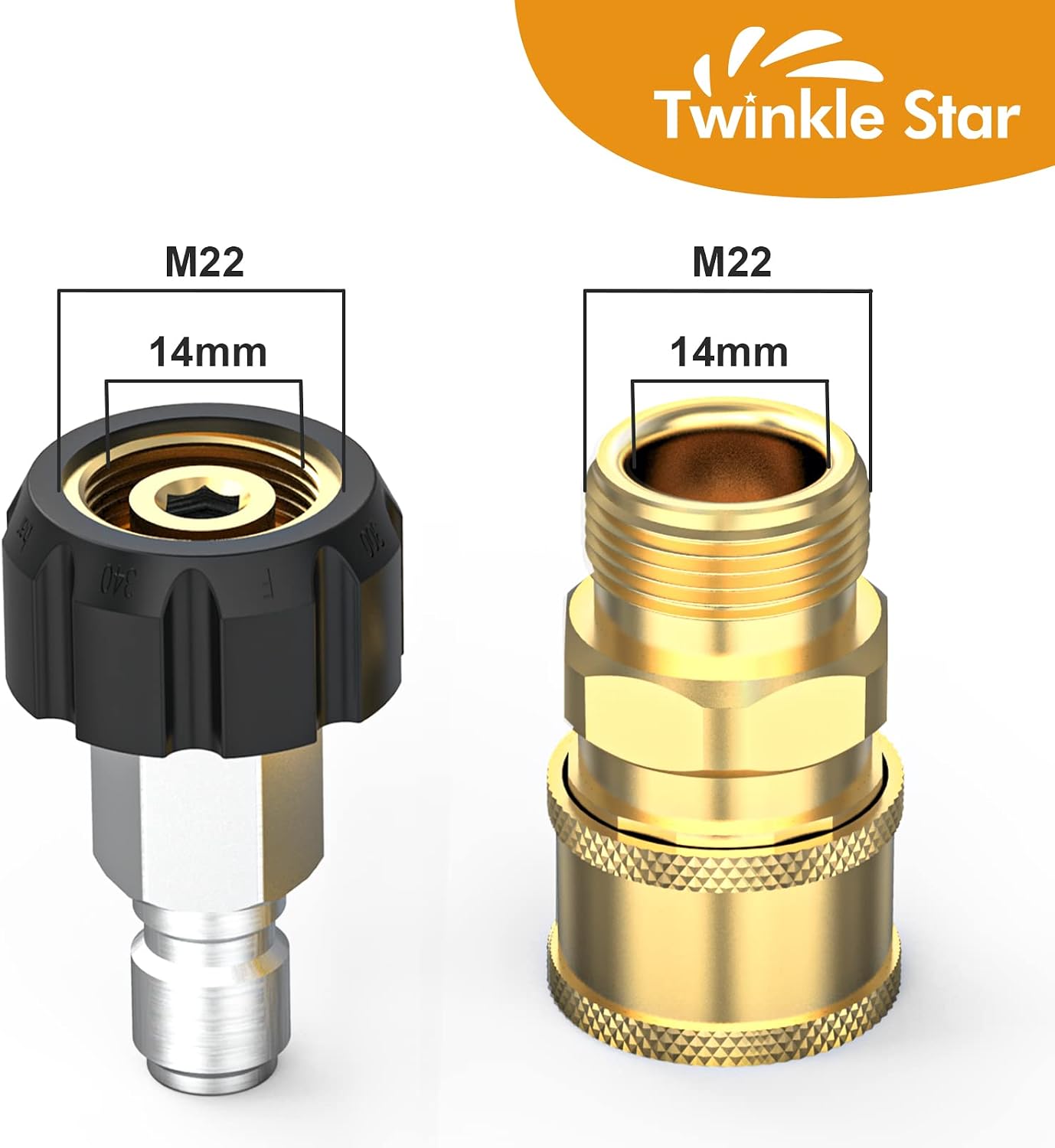 Conexiones rápidas M22 14mm a 3/8" 4 Pzas