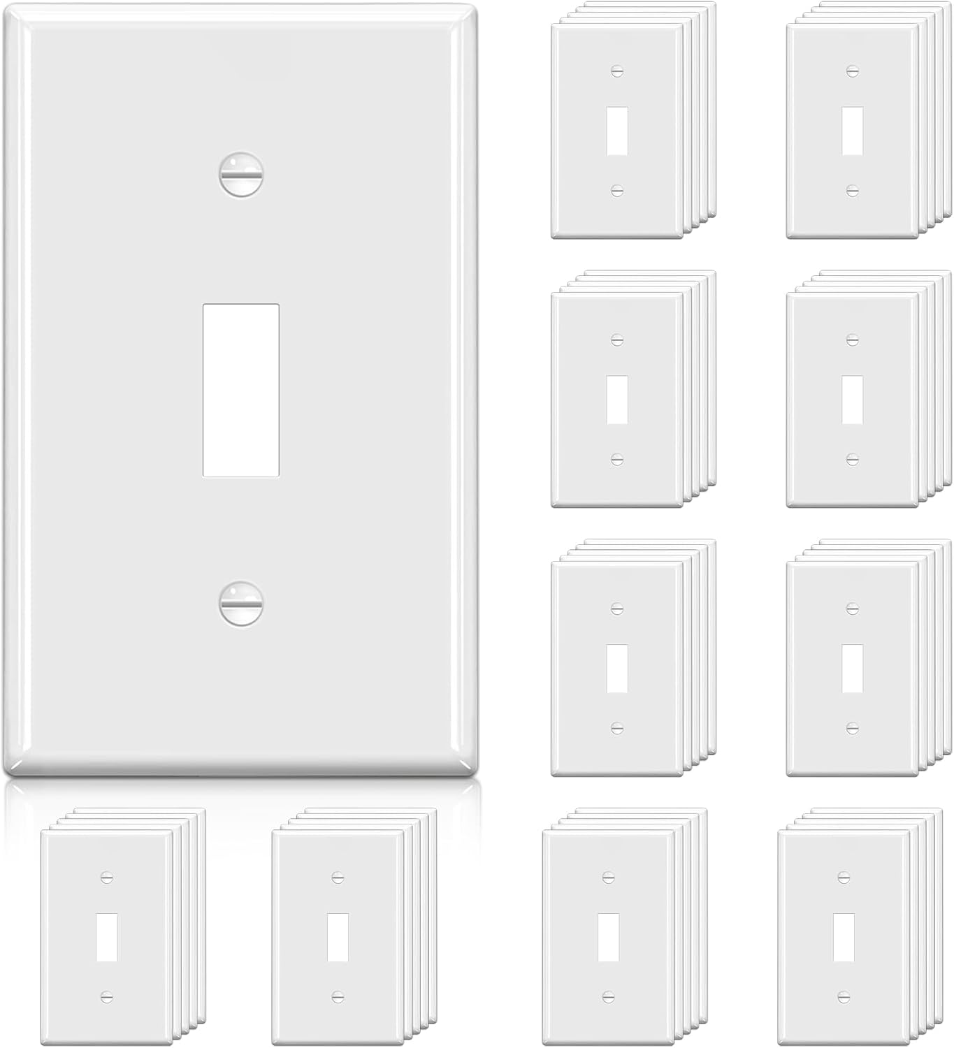 Placa interruptor luz 1 banda poliester cert UL blanco pack 50
