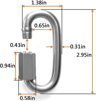 Cadena mosquetón ovalada acero inox M8 4 Pzas