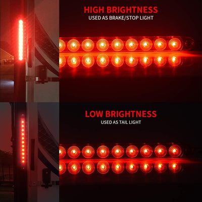 2 Barras Luz LED Rojas 16pulg para Remolque Selladas
