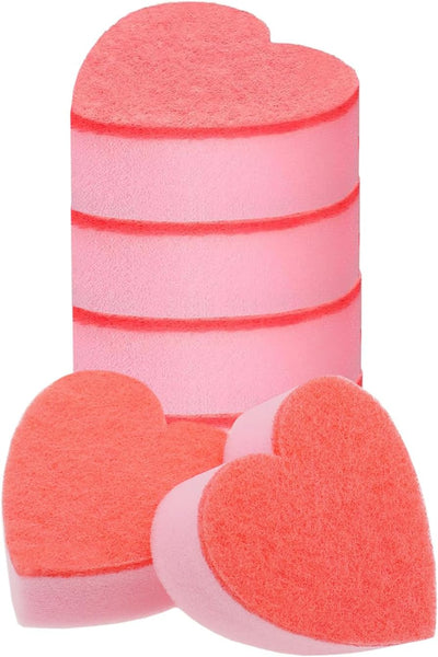 Esponja exfoliante corazón doble cara para cocina y hogar 6 pzas