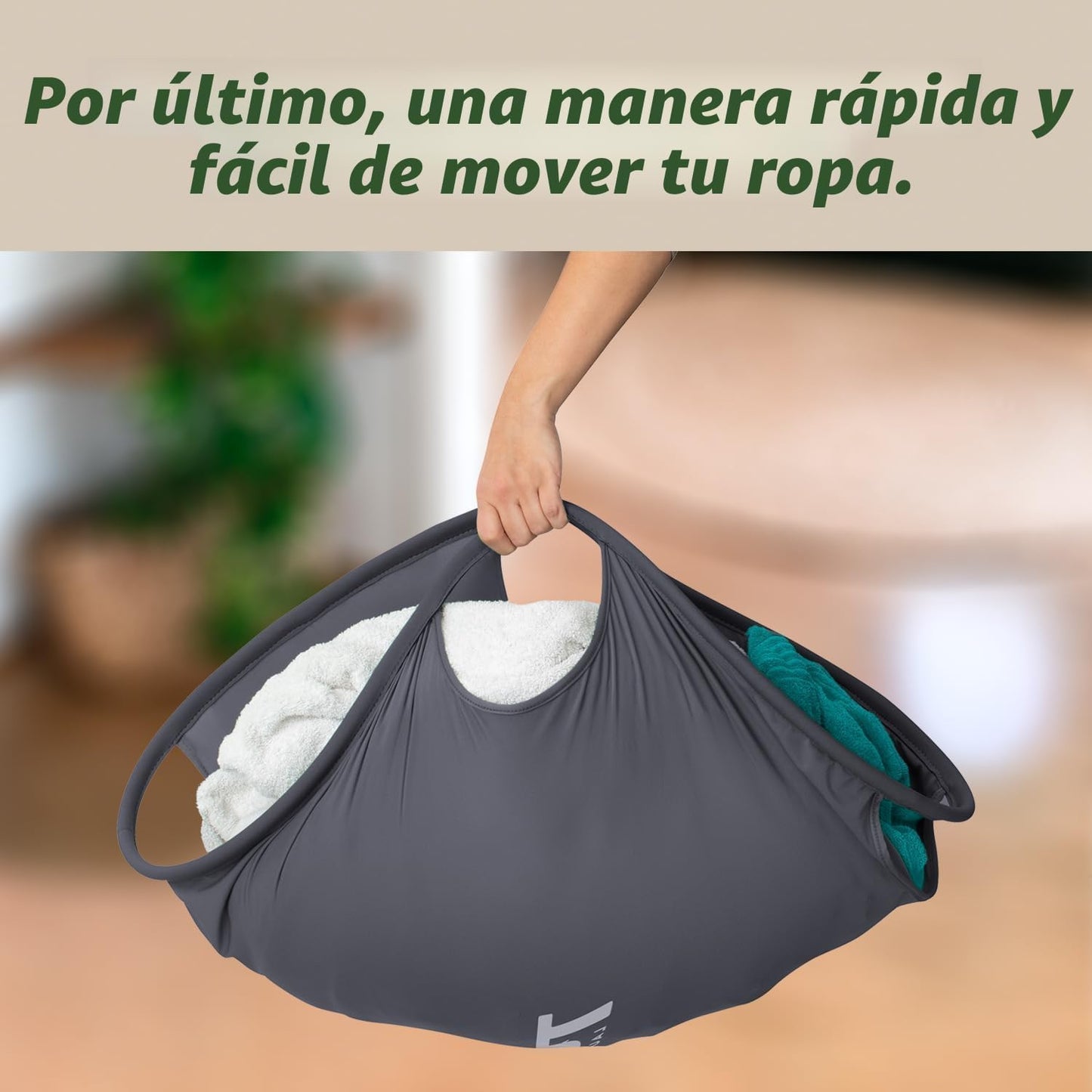 Cesta Ropa Plegable para Lavadora y Secadora Gris Grande