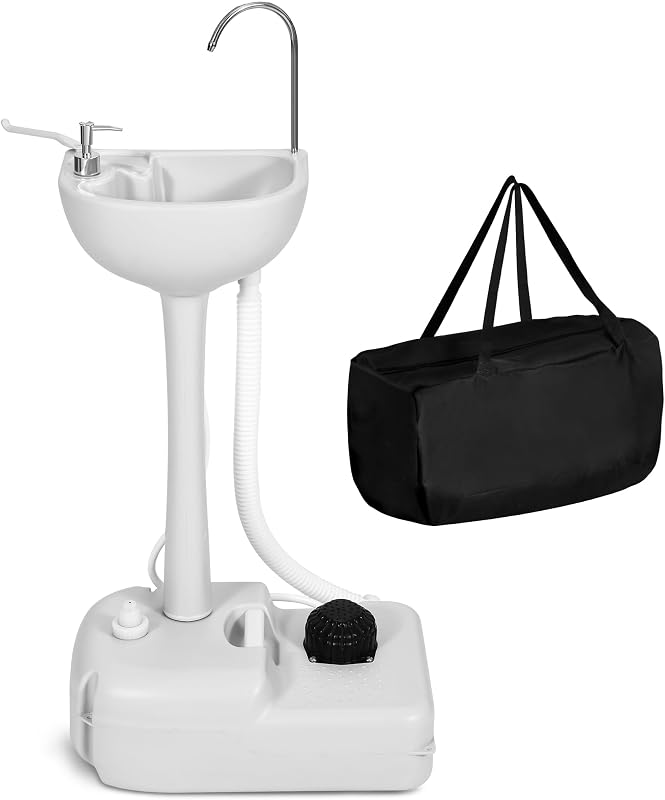 Fregadero portátil 17L con soporte y bolsa transporte ruedas