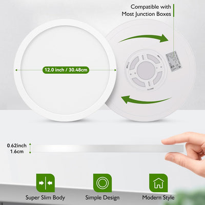 Lámpara LED empotrada moderna 12pulg 28W 3200lúmenes