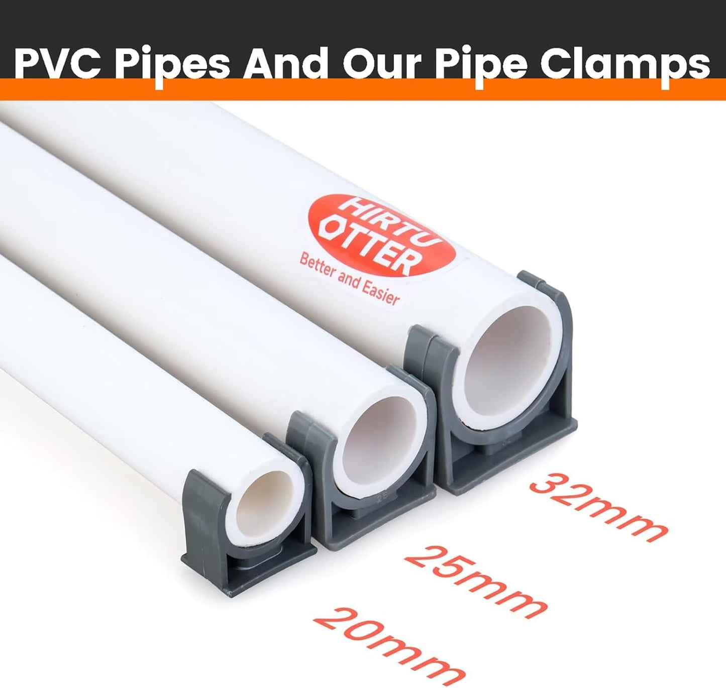 Abrazaderas PVC forma U 25mm gris soporte manguera alta resistencia