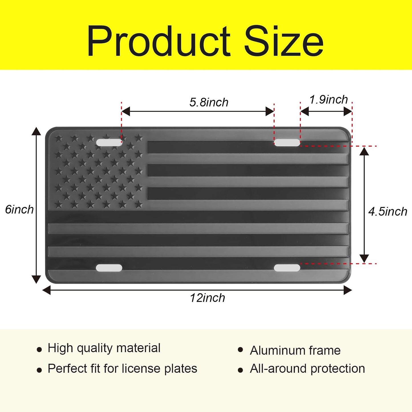 Placa matrícula auto bandera americana aluminio decorativa