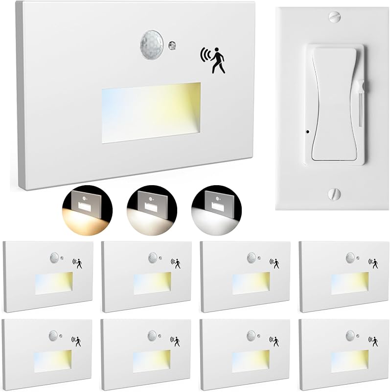 8 Luces LED Sensor Movimiento 3CCT 120V Escalera