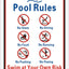 Letrero piscina No Diving No Glass aluminio 14x10"