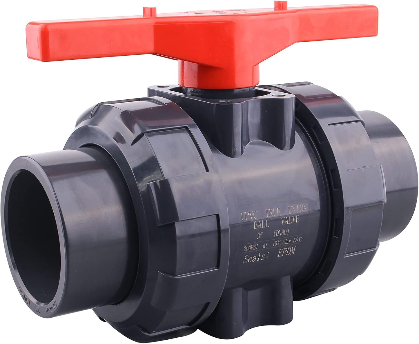 Válvula bola PVC True Union 3pulg 200psi juntas EPDM