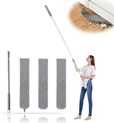 Limpiador polvo retráctil 3 paños microfibra reutilizables 100pulg