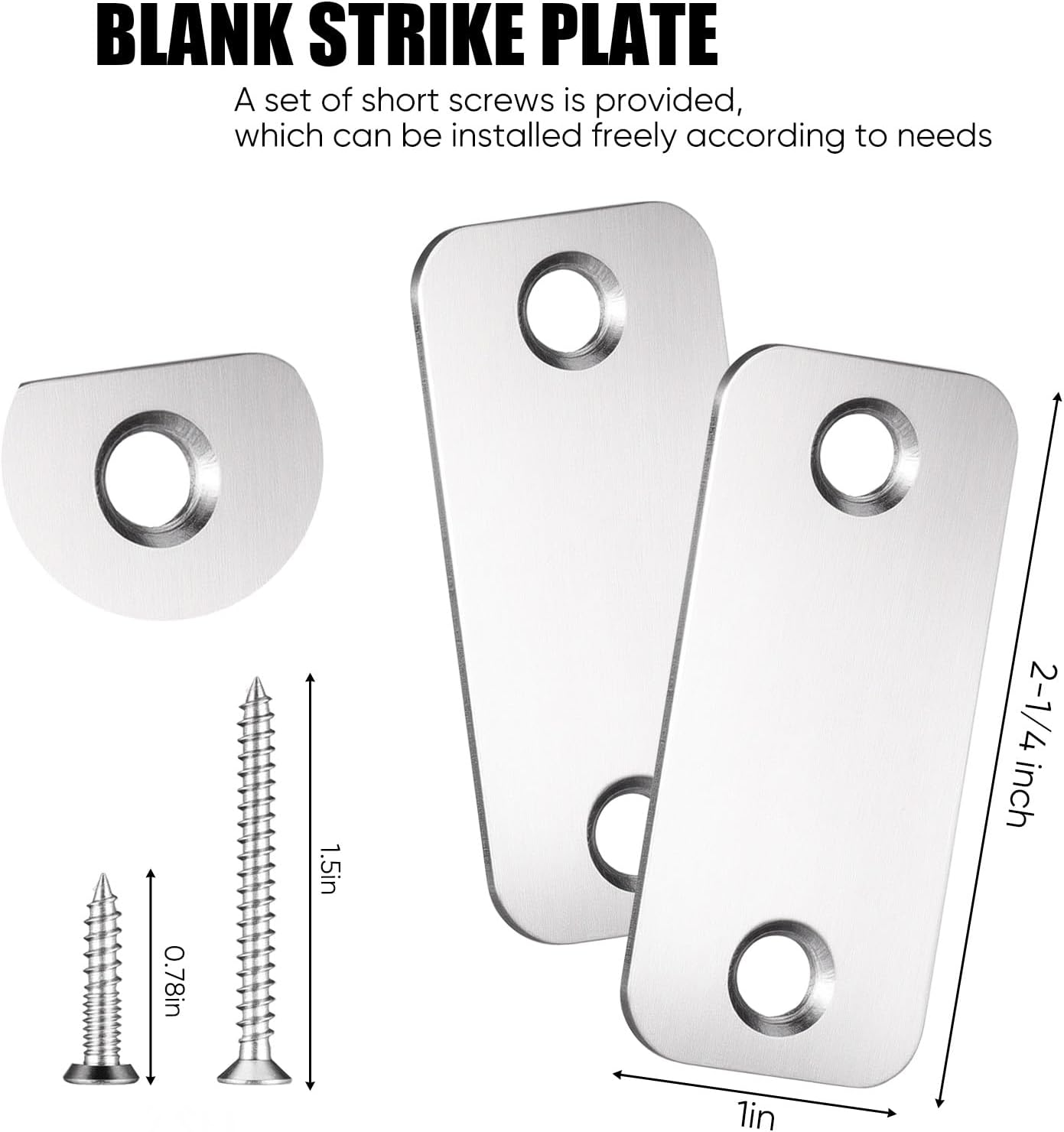 2 Pzas Placas Puerta 1x2-1/4pulg Acero Inox Plateado