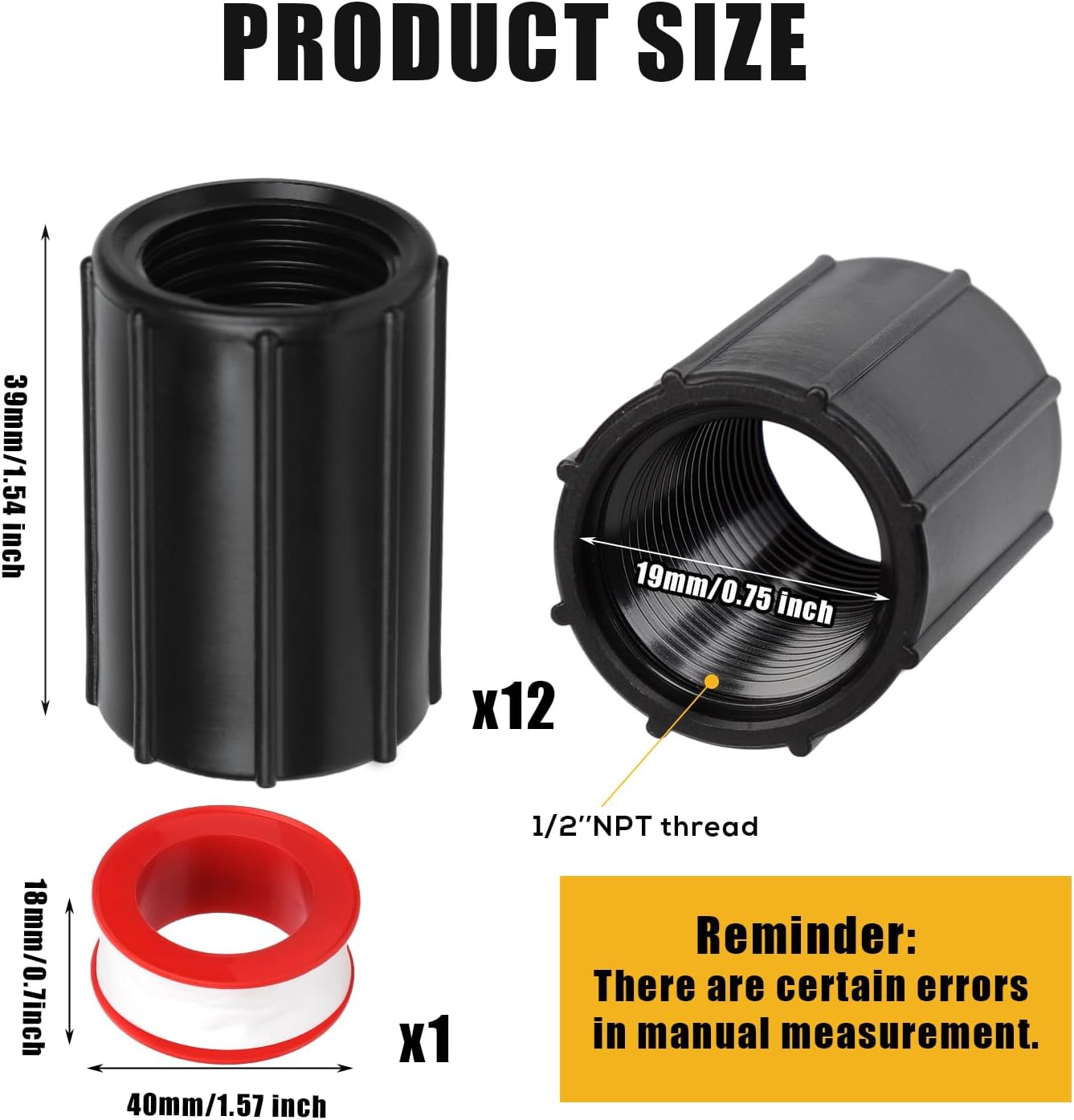 12 Conectores Roscados Hembra 1/2" PVC Riego Goteo