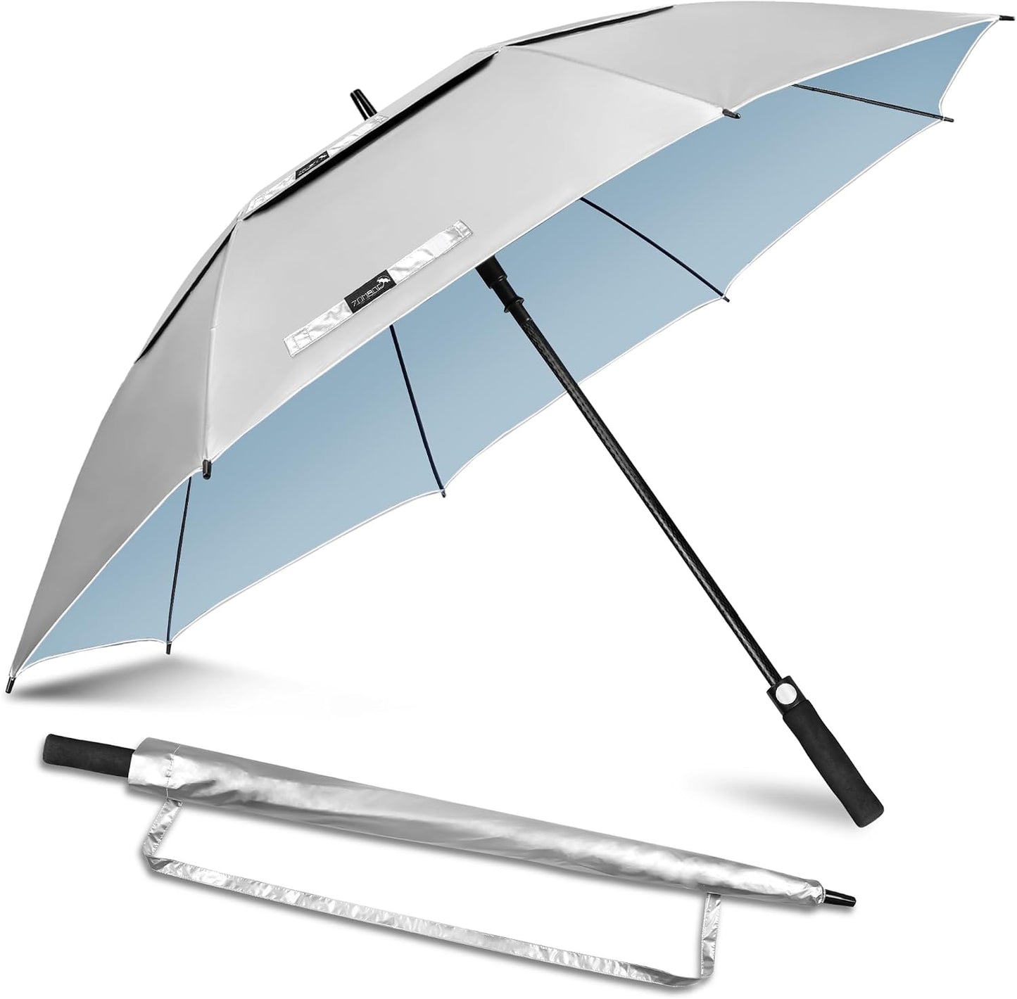 Paraguas golf UV 51-68" UPF50 resistente viento