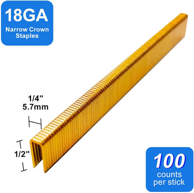 Grapas corona estrecha 1/4 pulg galvanizadas 18 GA 1800 pzas