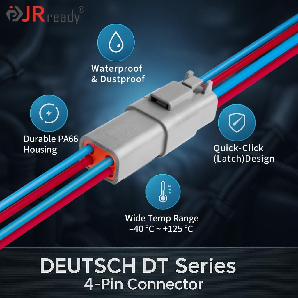 Conector eléctrico automotriz 4 vías 10 set gris