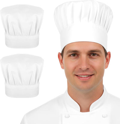 Set 2 Sombreros Chef Ajustables Adultos Profesional Blanco