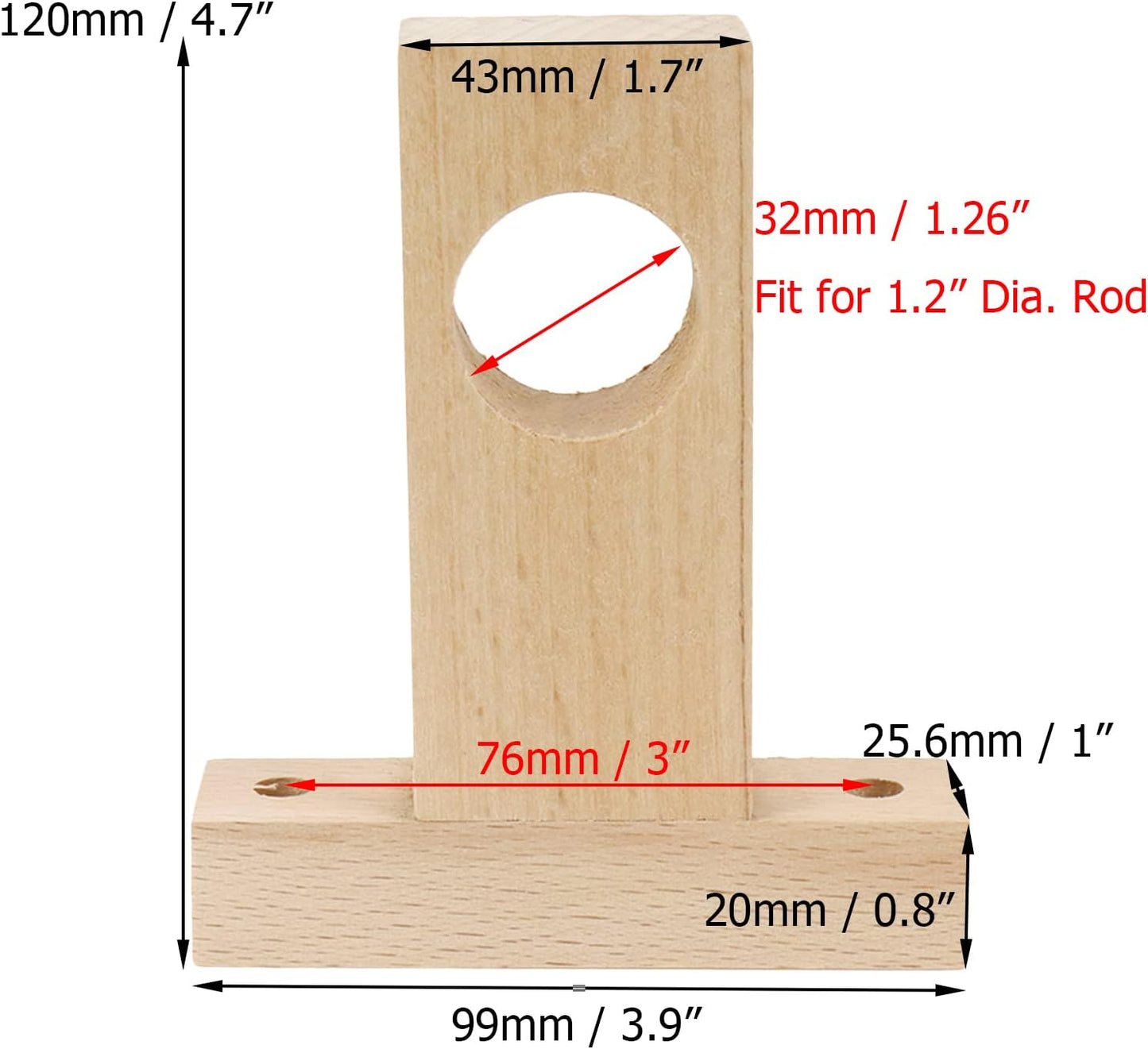 Soporte poste madera techo 1.2pulg set 4