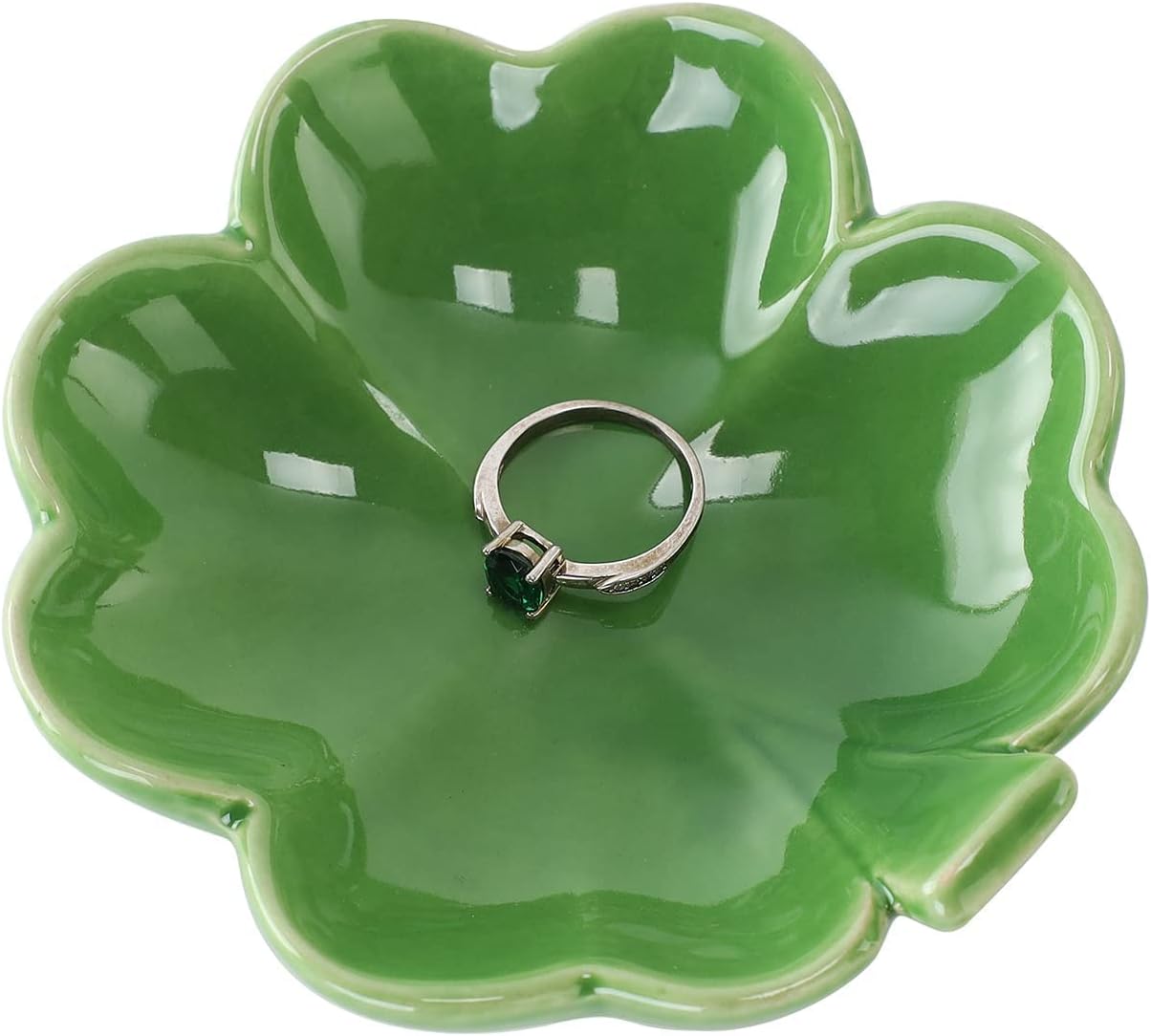 Plato cerámica anillos trébol decorativo regalo mujer