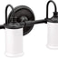 Accesorio baño doble con 2 luces vidrio esmerilado negro
