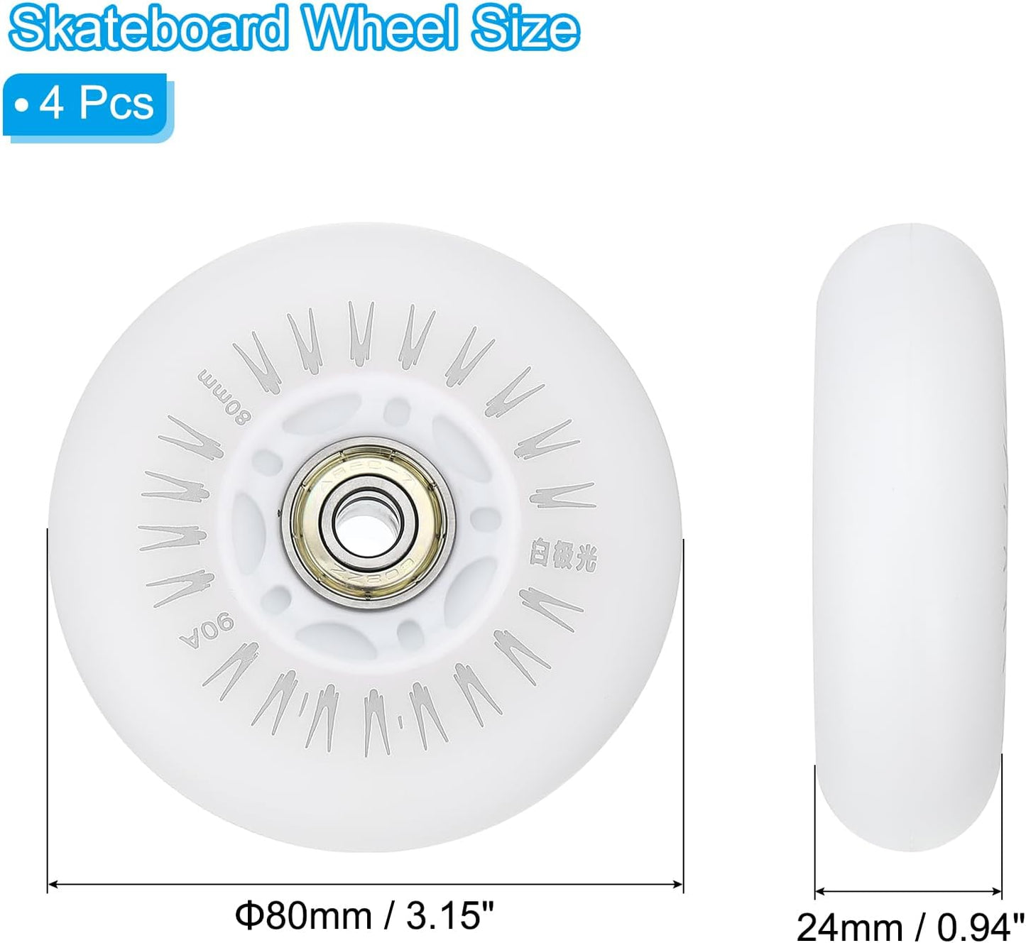 Ruedas patinaje LED intermitentes 3.15" PU blanco